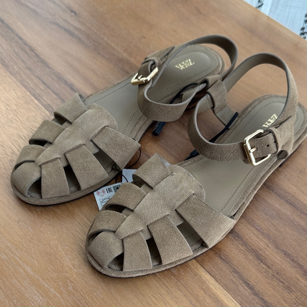 NWT Zara Suede Fisherman Sandals